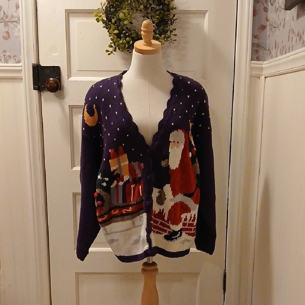 Vintage Purple and Red Cardigan Sweater